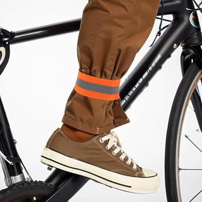4pcs Reflective Leg and Arm Bands for Cycling Adjustable High Visibility Elastic Straps, Wide Safety Bands for Night Riding and Running, Orange