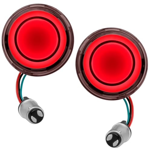 Motorcycle 1157 LED Turn Signal Light Front Rear 2 Inch Bullet Smoked Lens Compatible with Harley Softail Touring Dyna Fat Boy Sportster Road King Street Glide Electra Glide - color: 1157[Red+Smoke lens/Rear]