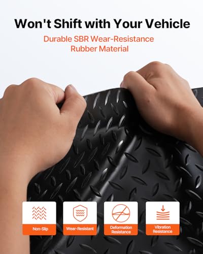 VEVOR Rubber Flooring Roll, 4 x 15 ft SBR Diamond-Plate Rubber Mat, 3mm Thickened, Easy to Clean, Customizable Size, Non-Slip Floor Protector Mat for Under Cars, Garage, Warehouse, Industry Gym, Black - size: 4 ft x 15 ft