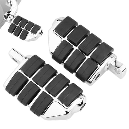 TSUNG Motorcycle Foot Pegs – Male Mount Rider/Passenger Footrests, Wide Higway Foot Rest Pedal Fit for Most V-Twin, Cruiser & Touring Motorcycles (Chrome) - color: Chrome