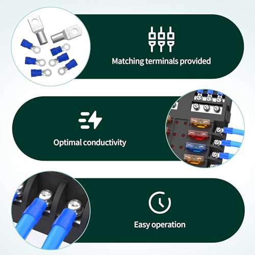 DaierTek 12 Way Fuse Block, 12 Volt Blade Fuse Block with LED Indicator 12 Circuit Fuse Box 12V ATO/ATC Marine Fuse Panel 24V with Waterproof Cover Fuse Terminals for Automotive Boat Car RV - size: 12 Way