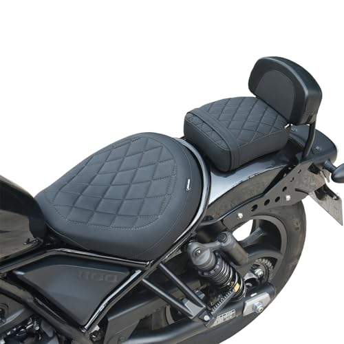 Motorcycle Front Rear Comfort Seat Fit for Rebel 1100 DCT CMX1100 CM1100 2021 2022 2023 2024 2025 2026, Rider Solo Saddle Passenger Back Cushion Pillion Pad, Black - color: Front & Rear - Black