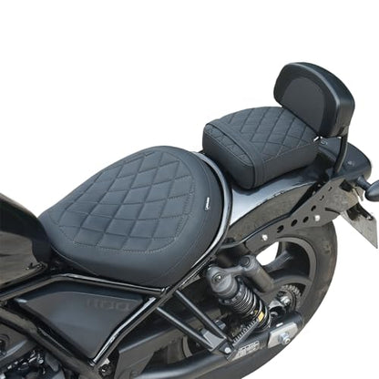 Motorcycle Front Rear Comfort Seat Fit for Rebel 1100 DCT CMX1100 CM1100 2021 2022 2023 2024 2025 2026, Rider Solo Saddle Passenger Back Cushion Pillion Pad, Black - color: Front & Rear - Black