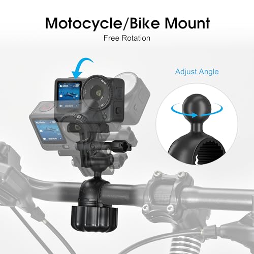 Clamp Cycling Mount for DJI Osmo Action 6 5 360 Nano Adjust Angel Motorcycle Bike Handlebar for Insta360 X5 X4 Air Ace Pro 2 Go Luna Ultra 3s for gopro Hero 13 12 Max Mission Accessories