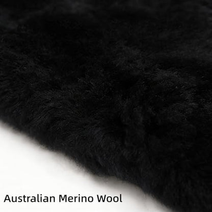 Western-Style Sheepskin Saddle Seat Cover, Sheepskin Saddle Pad, Genuine Merino Sheepskin Saddle Pad - color: Black