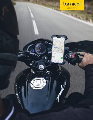 Lamicall Motorcycle Phone Mount Holder - [Dual Vibration Dampener] [Upgrade Handlebar Clip] Motorcycle Cell Phone Holder, Bike Phone Mount, Fit iPhone 16/15/14/13 Pro Max, 4.7-6.7" Phones, Blue - color: Blue