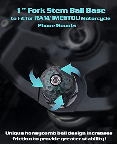 iMESTOU Motorcycle Fork Stem Mount 1 Inch Ball Base Adapter Suitable for Ram B Size Phone Mounts, Fits for 12-30mm Stem Holes, Works with Yamaha/Kawasaki Ninja/BMW/Suzuki/Ducati Motorcycles