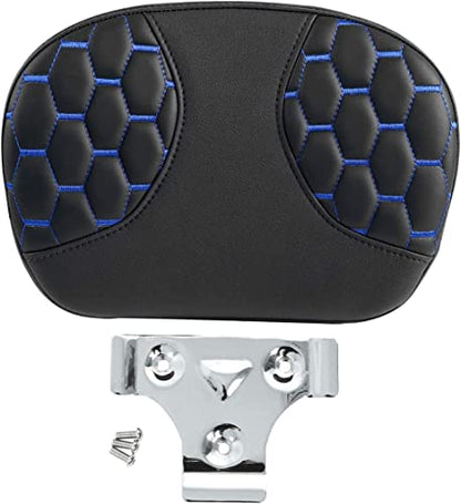 C.C. RIDER Sissy Bar Passenger Backrest Pad For Harley Touring Softail CVO Road Glide Street Glide Road King Electra Glide Softail Street Bob - color: Sissy Bar-Blue Stitching