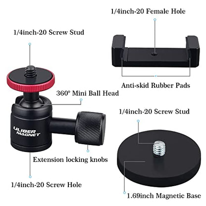 ULIBERMAGNET Magnetic Phone Mount Holder, 360° Rotate with Mini Ball Head Compatible with Smartphone for Cars,Jeep,Boats, Motorcycles - style: 1.69INCH Magnetic Phone Mounts
