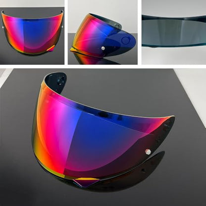 HJ-34P Helmet Visor Replacement for HJC C10.Motorcycle Helmet Shield UV Protection Compatible with HJC C10 (Revo Rose Red+Anti Fog Film) - color: Anti Fog Film+revo Rose Red