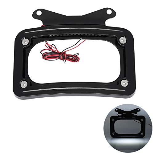 TCT-MOTORPARTS Curved License Plate Frame W/LED Light Fit for Harley Touring Street Glide 2010-2025, FLHX, FLHXS, FLHXST, FLTRX, FLTRXS, and FLTRXST - color: Black