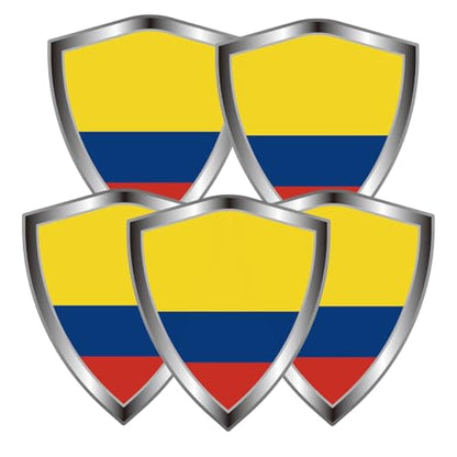 Colombia Flag Decal Sticker - Colombiana Flags Shield Shape Reflective Vinyl Car Stickers - for Car Window Bumper Laptop Waterproof Sticker (5Pcs) - color: Colombia