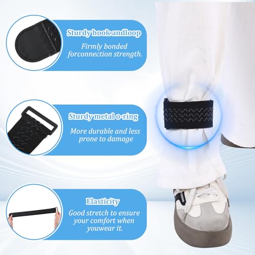 2 Pcs Ankle Straps Adjustable Boot Bands Elastic Polyester Pant Leg Straps Multipurpose Black Elastic Magic Fastening Belt Wrist Wrap Brace with Buckle for Biking Hiking Fishing Gardening Uniform