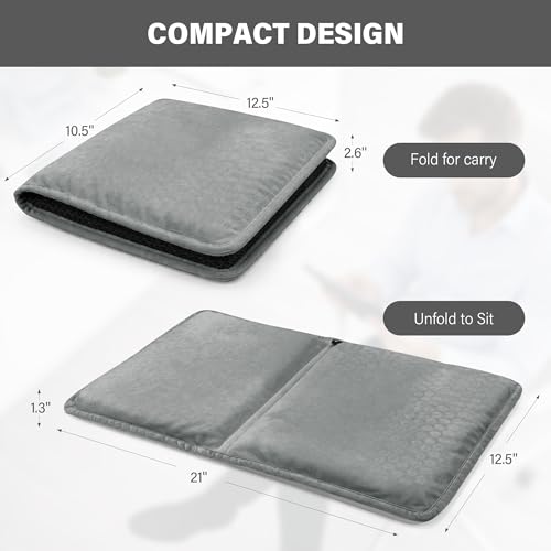 SPRING SEAON Large Gel Seat Cushion for Pressure Relief – Honeycomb Buffer Design with Extra Thick Filling, Anti-Slip Bottom, Perfect for Long Sitting, Travel, Airplane and Daily Comfort (Gray) - color: Gray
