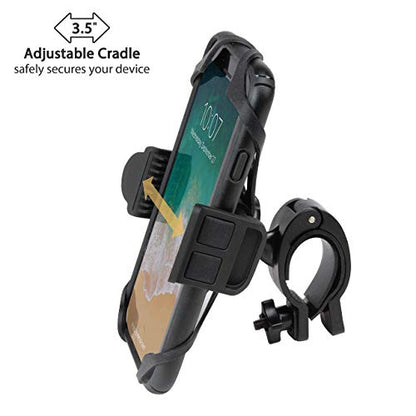 Scosche HDM3SM-RP Handlebar Bike Phone Mount with Universal Phone Holder, Elastic Safety Bands, and Adjustable Clamp for Mobile Phone Device - size: 1 Count (Pack of 1)