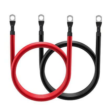 4 AWG Battery Cable 4AWG Gauge Pure Copper Battery Inverter Cables with 3/8 in Lugs Both Ends Power Inverter Wire Set for Automotive Solar Marine Boat RV Car Motorcycle Red and Black (4FT) - size: 4ft