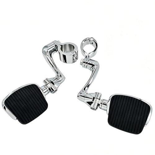 YENHUR 1.5 inches Highway Pegs Kit, Shiny Chrome Finish, Heavy-Duty Steel Clamps, Mini Footboards Fit for Electra Glide Street Road Glide Road King Fat Boy with 1.5" Fatty Engine Guard Crash Bar - color: 1-1/2" Clamps-Chrome
