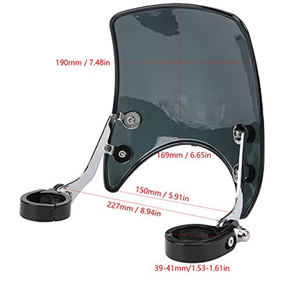 Motorcycle Headlamp Fairing 180 Degrees Adjustable Motorbike Wind Deflector Universal for 38‑41mm/1.5‑1.6in Front Fork (Black)
