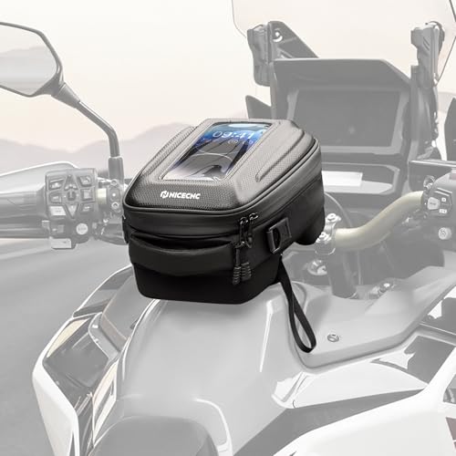 NICECNC Quick-Release Motorcycle Tank Bag - Bike Tanklock Bag Compatible with Honda CRF1100L Africa Twin 20-26, 6L Scratch-Proof Push-Pull Lock System, Waterproof with TPU Phone Window & 3 Carry Modes