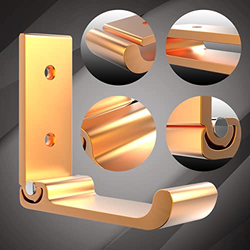 6Pcs 3'' Folding Coat Hooks Gold Foldable Hooks Aluminum Alloy Wall Hooks Headphones Holder Wall Mounted with 12pcs Screws Set for Hanging Coats, Bags, Hat, Towel, Keys - color: Gold