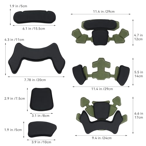 Tactical Helmet Pads - Universal Replacement Internal Memory Foam Pad Inserts for ACH, MICH, EXF Helmets - color: 3rd-Green