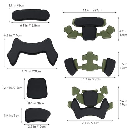 Tactical Helmet Pads - Universal Replacement Internal Memory Foam Pad Inserts for ACH, MICH, EXF Helmets - color: 3rd-Green