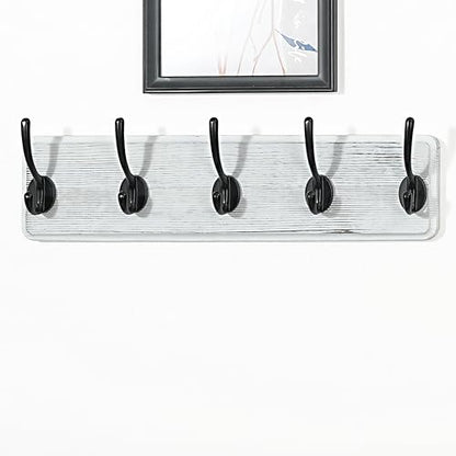 WEBI Coat Rack Wall Mount,Coat Hanger Wall,16" Hole to Hole,Coat Hooks Wall Mounted,Hook Rack Rail,5 Hooks for Hanging Coats,Hats,Jacket,Clothes,Entryway,Black/White - color: White Wood/Black Hook, size: 17.3 Inch-5 Hooks