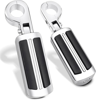 PBYMT Highway Pegs, P-Clamp A3 Steel Highway Footpegs Footrest Fit For 1.25''(32mm) Crash Bars Compatible with Harley Davidson Touring Chrome - color: Chrome