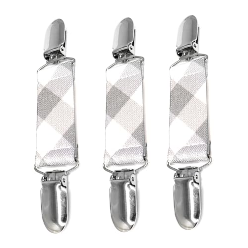 Classic Mitten Clips (3-Pack) — Heavy-Duty Glove Keepers, Cinch Clips for Skiing, Work, Dress; Fabric-Safe Plastic Insert (Tartan Gray, 1 inch) - color: Tartan Gray, size: 1 inch