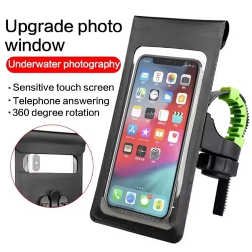 2026 Waterproof Bike Motorcycle Phone Mount, 360° Rotation Touch Screen Handlebar Holder for Cycling Navigation (Black) - color: black