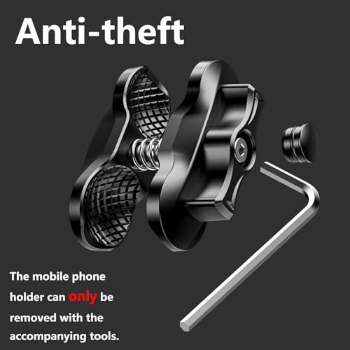LOKTENWO Anti-Theft UTV Phone Mount with Vibration Dampener, Adjustable UTV Cellphone Holder Fit on 1.5''/1.65''/1.75''/1.85'' Roll Cage Bar, for 5.4''-7'' Smartphone