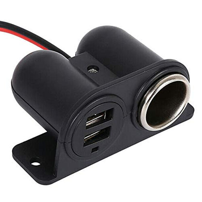 VizGiz Car Under Dash Mount Cigarette Lighter 3.1A Dual USB Power Charger Outlet Socket Plug Adapter Quick Charge DC Splitter Dashboard Expansion for 12V/24V Vehicle Truck SUV Motorcycle Boat