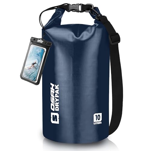 Waterproof Dry Bag, 5L/10L/20L/30L/40L Roll Top Lightweight Storage Backpack with Phone Case for Women & Men, Floating Waterproof Sack for Travel, Swimming, Kayaking, Paddle Board, Camping & Beach - color: DARK BLUE, size: 10L