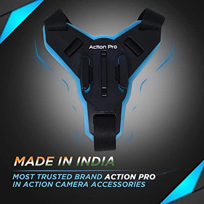 Action Pro™ Motorcycle Helmet Chin Strap Mount Compatible with GoPro Hero 12, 11, 10, 9, 8, 7, (2018), 6, Hero Black, Insta 360, Session, Xiaomi Yi, SJCAM (Blue) - color: Blue 2.0