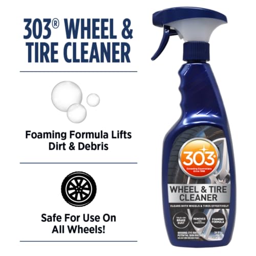 303 Products Wheel and Tire Cleaner - Cleans Both Wheels and Tires Effectively - Tough on Brake Dust - Removes Tire Browning - Foaming Formula, 24 fl. oz. - size: 24 Fl Oz (Pack of 1)