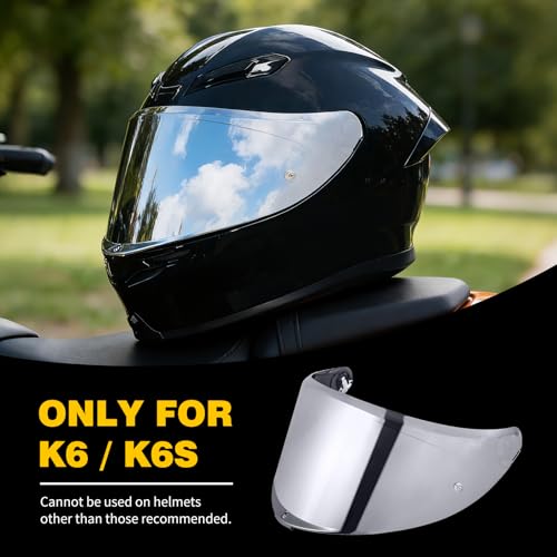 K6 Helmet Shield Visor Replacement Face Shield Compatible with K6 K6S Motorcycle Helmet Accessories (Chrome Silver) - color: Chrome Silver