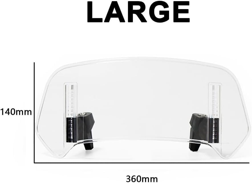 Motorcycle Windshield for CRF 300 L CRF 300 Rally CRF300L, Height Adjustable Clip-On Windscreen Front Screen Deflector Extender Windscreen Spoiler,360MM - size: 360MM