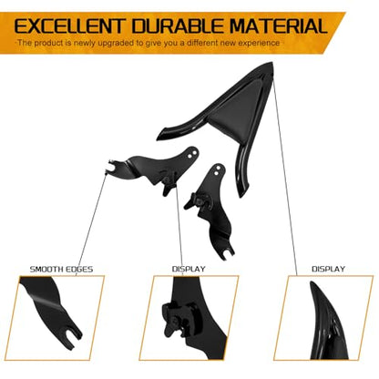 09-25 Sissy Bar Backrest, Detachable Passenger Backetst Sissy Bar Fit for Harley Touring Street Glide Road Glide Road King Electra Glide 2009-2025 Black - color: Black, size: 16"- Detachable Split