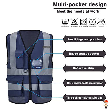 A-SAFETY XSmall navy reflective vest - color: Navy, size: X-Small