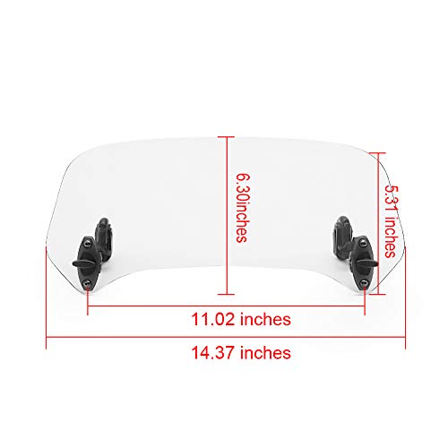 Motoparty Motorcycle Adjustable Windshield Extension - Universal Clip-on windscreen for Kawasaki Yamaha BMW Buell Ducati