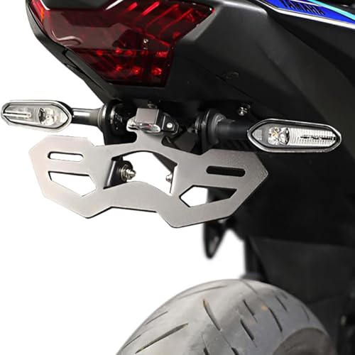 Motorcycle R25 R3 Fender Eliminator License Plate Holder/Tail Tidy Bracket For YAMAHA YZF-R25 2014-2023 / YZF-R3 MT-25 MT-03 2015-2023, LED License Plate Lights and Turn Signal Mounting Holes (Black)