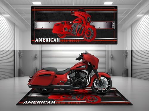 MPM Motorcycle Mat for Chieftain Washable Non - Slip Oil & Water Resistant Parking Pitmat for Garage, Showroom, Workshop Use | Red - Size 1: 86.6 x 39.4/220 x 100 cm - color: Red, size: Size 1: 86.6 x 39.4 "/ 220 x 100 cm