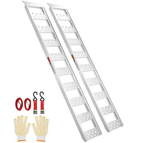VEVOR Aluminum Ramps, 1250lbs, Straight Ramp with Treads and Load Straps, Portable Loading Ramp for Motorcycles, ATVs, Trucks, Lawn Mower, Dirt Bike, Garden Tractor, 78" L x 12" W, 2Pcs - size: 1250lbs