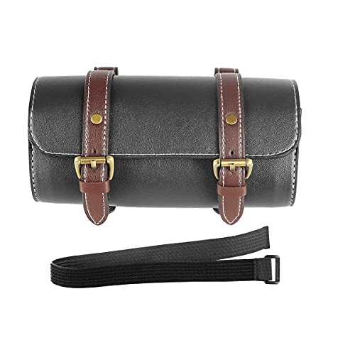 YIBO Motorcycle Fork Bag Quick Release Bag Side Bag Waterproof Universal Tool Bag American Bicycle Side Bag Leather Small Tool Bag (Black 1) - color: Black 1