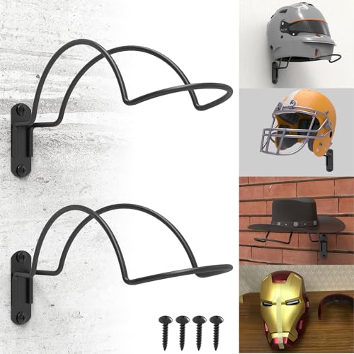 Yuleimy Helmet Wall Mount, Heavy Duty Football Helmet Holder, 2 Pack | Durable Steel Garage Shelf, Sleek Helmet Wall Mount Display Fits Football Helmet Wall Mount And Baseball Gear - size: 2 Pack