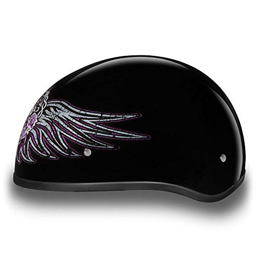 Daytona Helmets Half Skull Cap Motorcycle Helmet – DOT Approved [Graphics]… - color: Hi-Gloss Black, Barbed Wire Heart