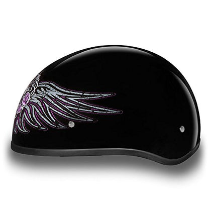 Daytona Helmets Half Skull Cap Motorcycle Helmet – DOT Approved [Graphics]… - color: Hi-Gloss Black, Barbed Wire Heart