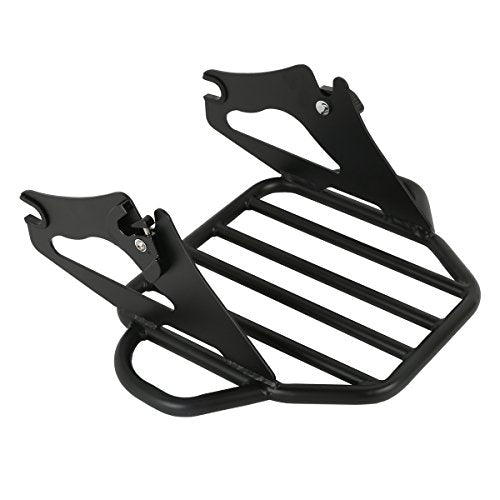 XFMT Motorcycle King Detachable Two-Up Luggage Rack for Harley Touring Road King Street Glide Road Glide Electra Glide 2009-Later, Flat Black - color: Harp-Shape Luggage Rack-Matte Black