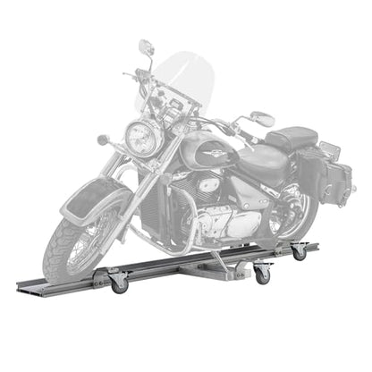 Black Widow Pro Motorcycle Dolly Strong Lightweight Aluminum 1,500 lb. Weight Capacity Fully Adjustable Kickstand Plate Locking Casters