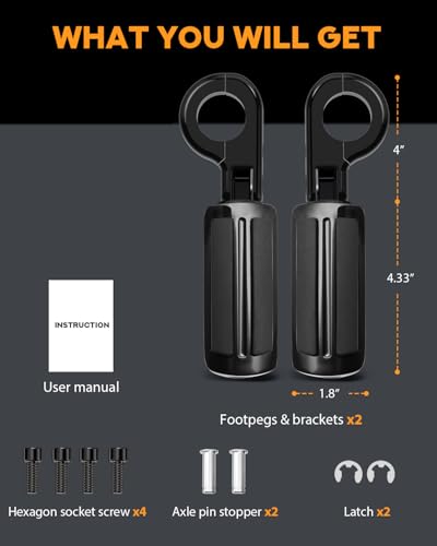 PBYMT Highway Pegs, P-Clamp A3 Steel Highway Footpegs Footrest Fit For 1.25''(32mm) Crash Bars Compatible with Harley Davidson Touring Black - color: Black